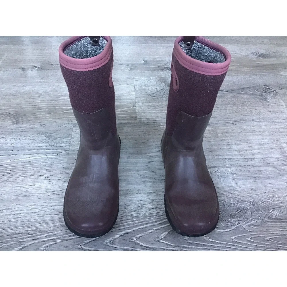 Bogs Youth Girls Size 6 Mauve Crandall Wool Winter Snow Boots 72139 Faux Fur